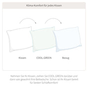Kühlende Kissenhülle COOL.GREEN - 100% recycelt, 100% besser schlafen - Nicht zu warm, nicht zu kalt