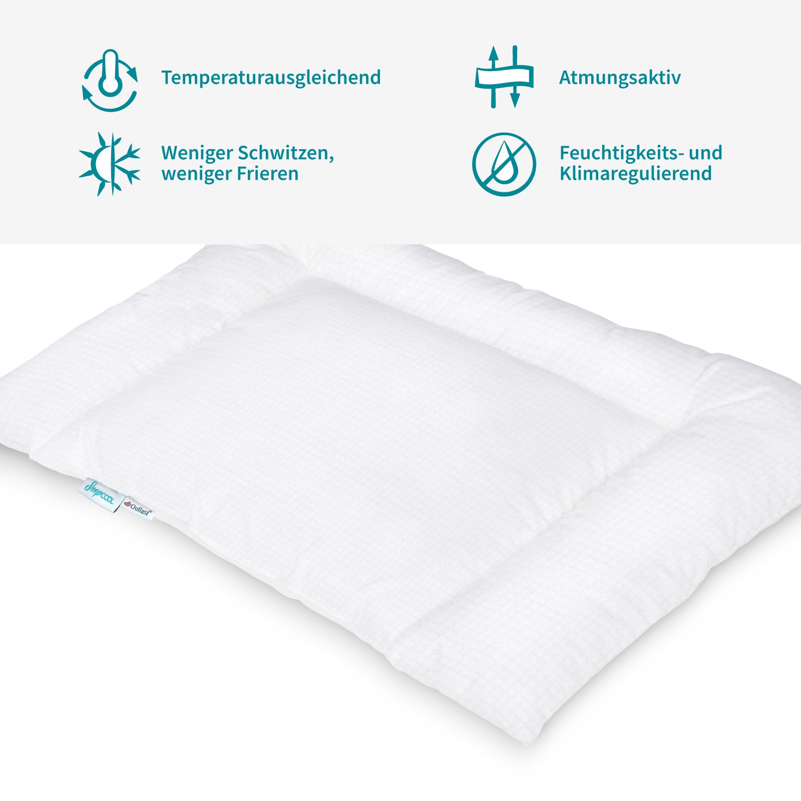 Cool.KIDS - Temperaturregulierendes, flaches Kopfkissen 40x60cm mit Kühleffekt | Für Kinder, Jugendliche und Erwachsene, die ein flaches Kisssen bevorzugen