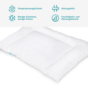Cool.KIDS - Temperaturregulierendes, flaches Kopfkissen 40x60cm mit Kühleffekt | Für Kinder, Jugendliche und Erwachsene, die ein flaches Kisssen bevorzugen