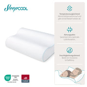 Ergonomisch geformtes Kopfkissen Cool.RELAX (30x50cm) : Ideale Unterstützung für eine gerade Wirbelsäule, Optimale Schlaftemperatur durch Klimaregulierung