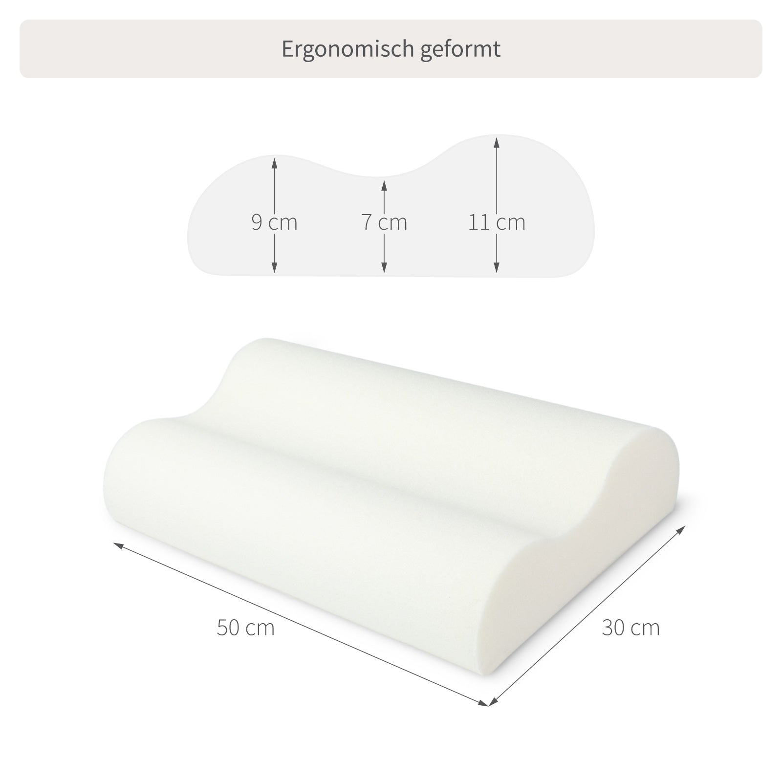 Ergonomisch geformtes Kopfkissen Cool.RELAX (30x50cm) : Ideale Unterstützung für eine gerade Wirbelsäule, Optimale Schlaftemperatur durch Klimaregulierung