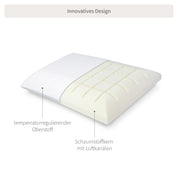 Kopfkissen Cool.COMFORT: Temperaturregulierendes Memoryfoam Kissen - Schaumkissen gegen Schwitzen & Nackenschmerzen