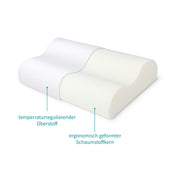 Ergonomisch geformtes Kopfkissen Cool.RELAX (30x50cm) : Ideale Unterstützung für eine gerade Wirbelsäule, Optimale Schlaftemperatur durch Klimaregulierung
