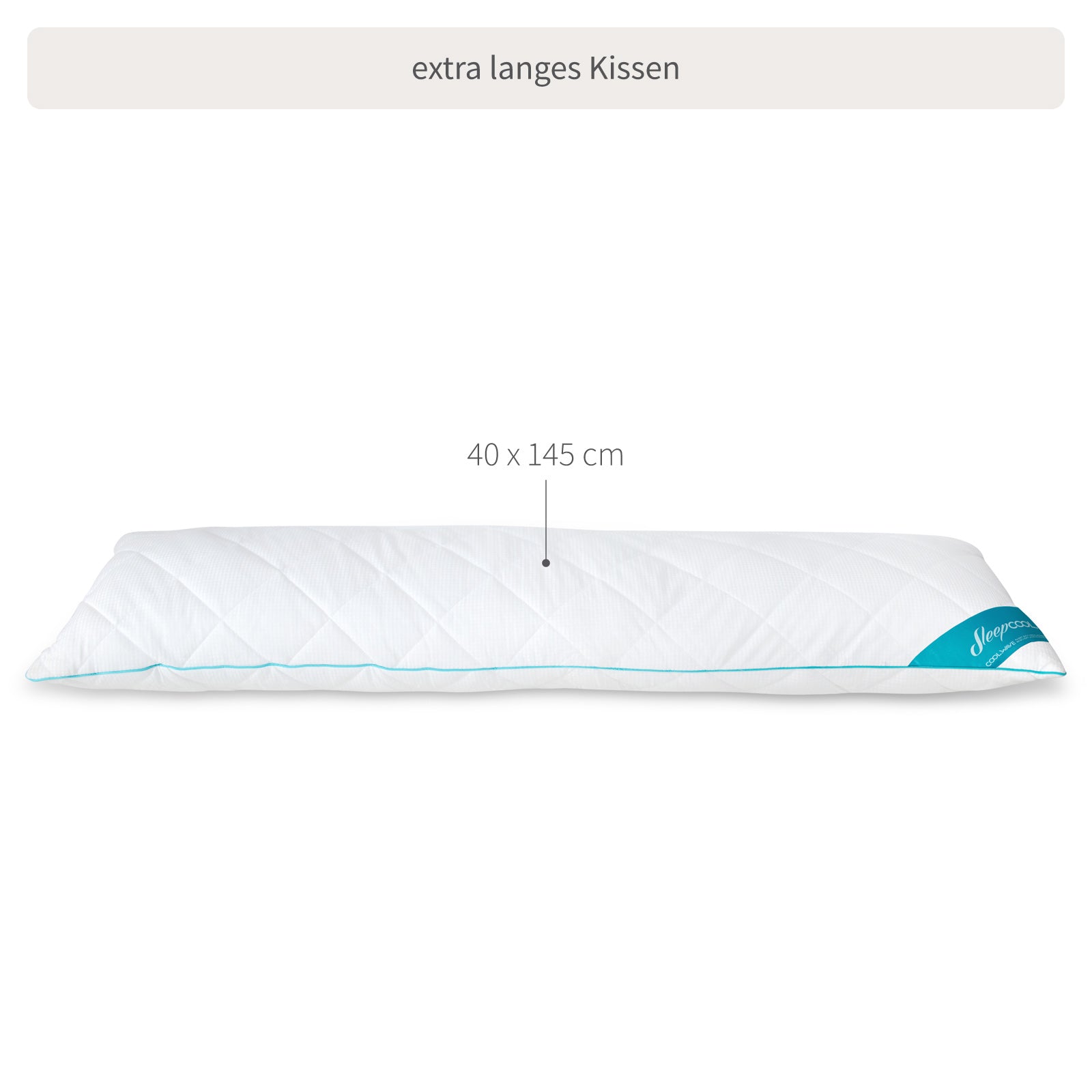 Seitenschläferkissen mit Kühleffekt 40x145cm, Cool.WAVE - Premium Körperkissen, Body Pillow, Stillkissen, Füllung anpassbar, Ökotex, Waschbar