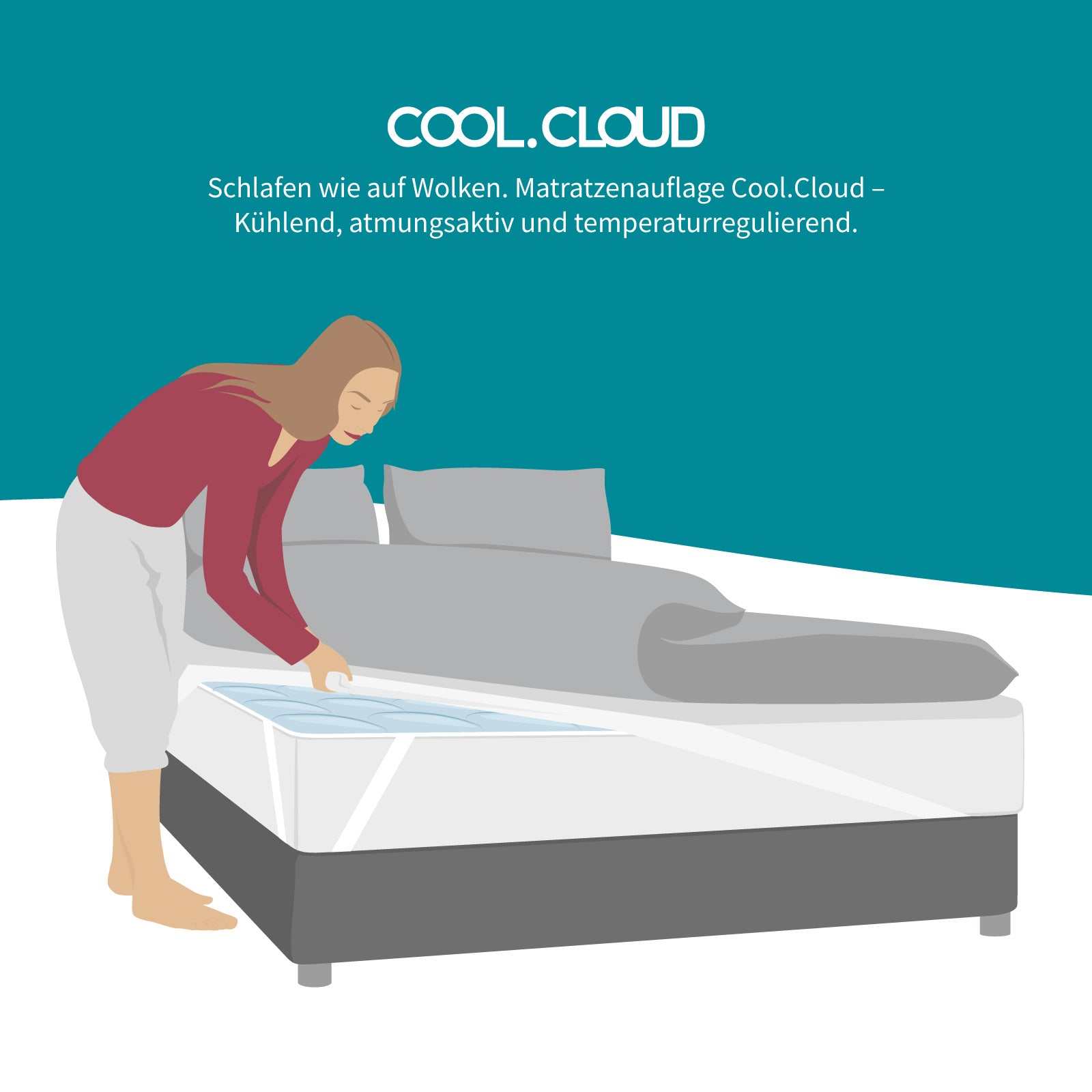 Atmungsaktive, klimaregulierende Matratzenauflage - COOL.CLOUD - Schlafen wie auf einer Wolke