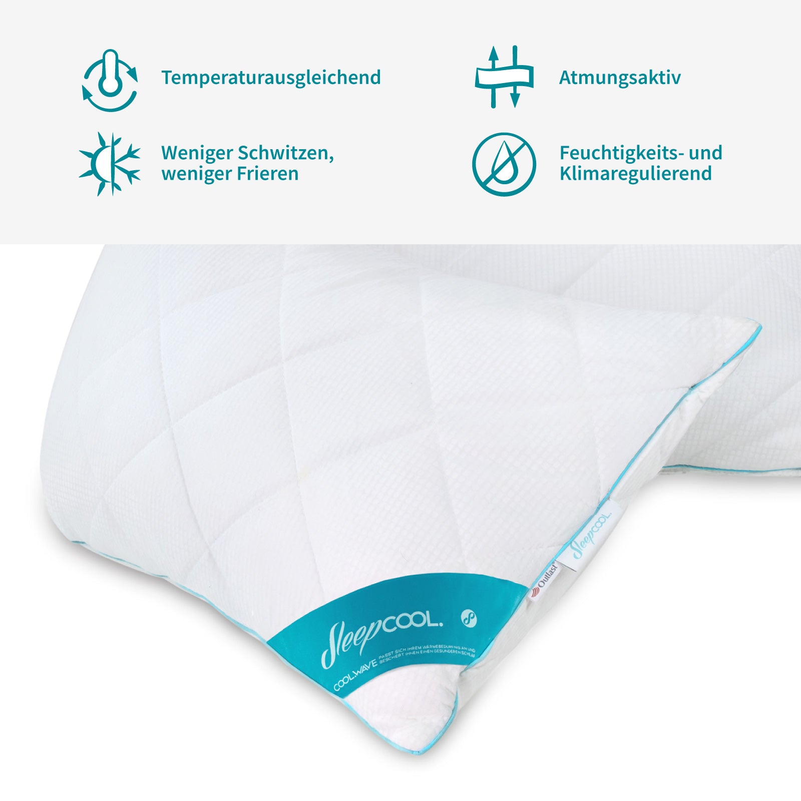 Side sleeper pillow with cooling effect 40x145cm, Cool.WAVE - premium body pillow, body pillow, nursing pillow, filling adjustable, Ökotex, washable
